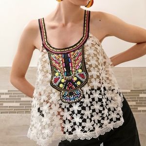 JEWELED CROCHET TOP